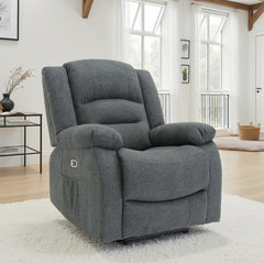 Alva Fabric Electric Recliner Arm Chair In Grey