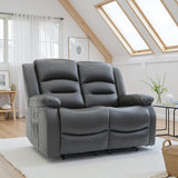 Alva Faux Leather 2 Seater Electric Recliner Sofa In Grey