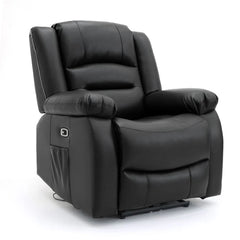Alva Faux Leather Electric Recliner Arm Chair In Black