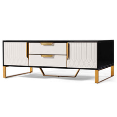 Amal Ribbed Coffee Table in Black, White & Gold