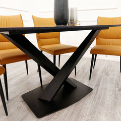 Apollo Black Dining Table 160cm with Black Sintered Stone