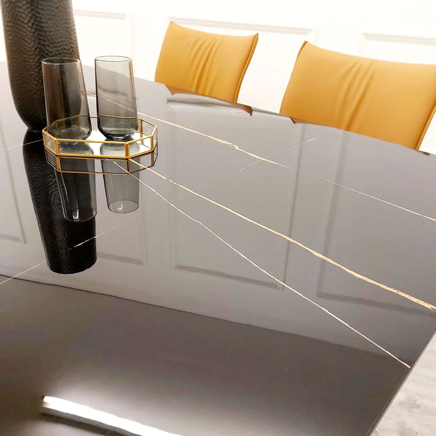 Apollo Black Dining Table 160cm with Black Sintered Stone