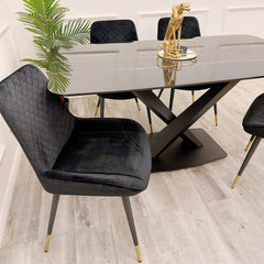 Apollo Black Dining Table 160cm with Black Sintered Stone