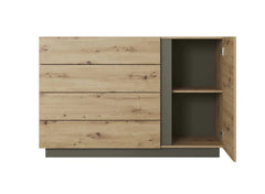 Arco Wooden Chest of Drawers with 1 Door and 4 Drawers in Oak Artisan & Graphite - Furniture One Shop