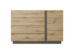 Arco Wooden Chest of Drawers with 1 Door and 4 Drawers in Oak Artisan & Graphite - Furniture One Shop
