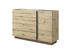 Arco Wooden Chest of Drawers with 1 Door and 4 Drawers in Oak Artisan & Graphite - Furniture One Shop