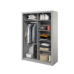 Arti 18 Mirrored Wardrobe With 2 Sliding Doors In Grey