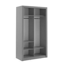 Arti 19 Wardrobe With 2 Mirrored Sliding Doors In Grey Matt