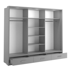 Arti 23 Wardrobe With 3 Sliding Doors In Grey Matt With LED