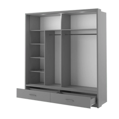 Arti 24 Wardrobe With 2 Sliding Doors In Grey Matt With LED