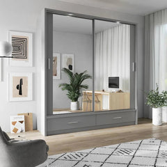 Arti 24 Wardrobe With 2 Sliding Doors In Grey Matt With LED