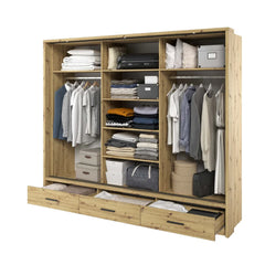 Arti AR-01 Wooden Wardrobe With 3 Sliding Doors In Oak Artisan