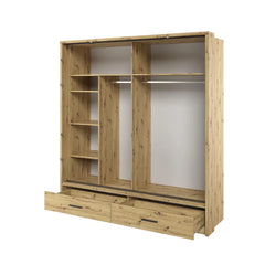 Arti AR-05 Wooden Wardrobe With 2 Sliding Doors In Oak Artisan - Furniture One Shop