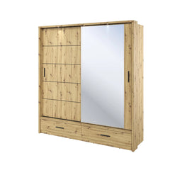 Arti AR-05 Wooden Wardrobe With 2 Sliding Doors In Oak Artisan - Furniture One Shop