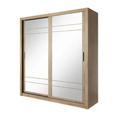 Arti AR-08 Large Wardrobe With 2 Mirrored Sliding Doors In Oak Shetland
