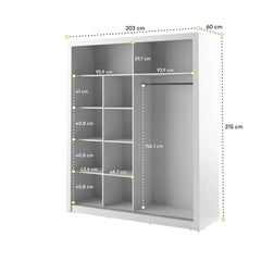Arti AR-08 Large Wardrobe With 2 Mirrored Sliding Doors In White Matt