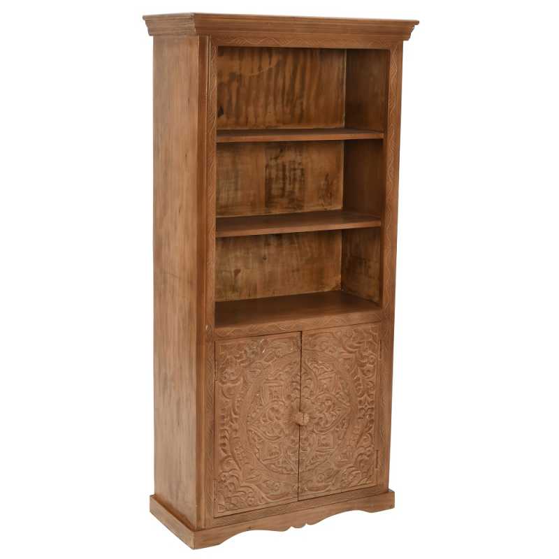 Artwork Mango Wood Large Corner Bookcase