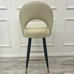 Astra Cream Leather Bar Stools in Pair - Furniture One Shop
