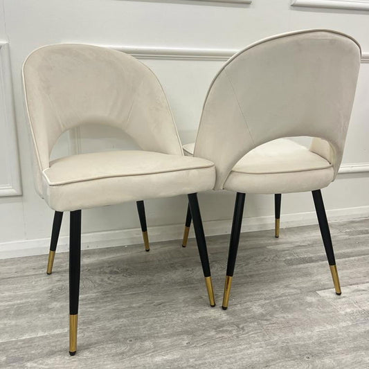 Astra Beige Velvet Dining Chairs in Pair