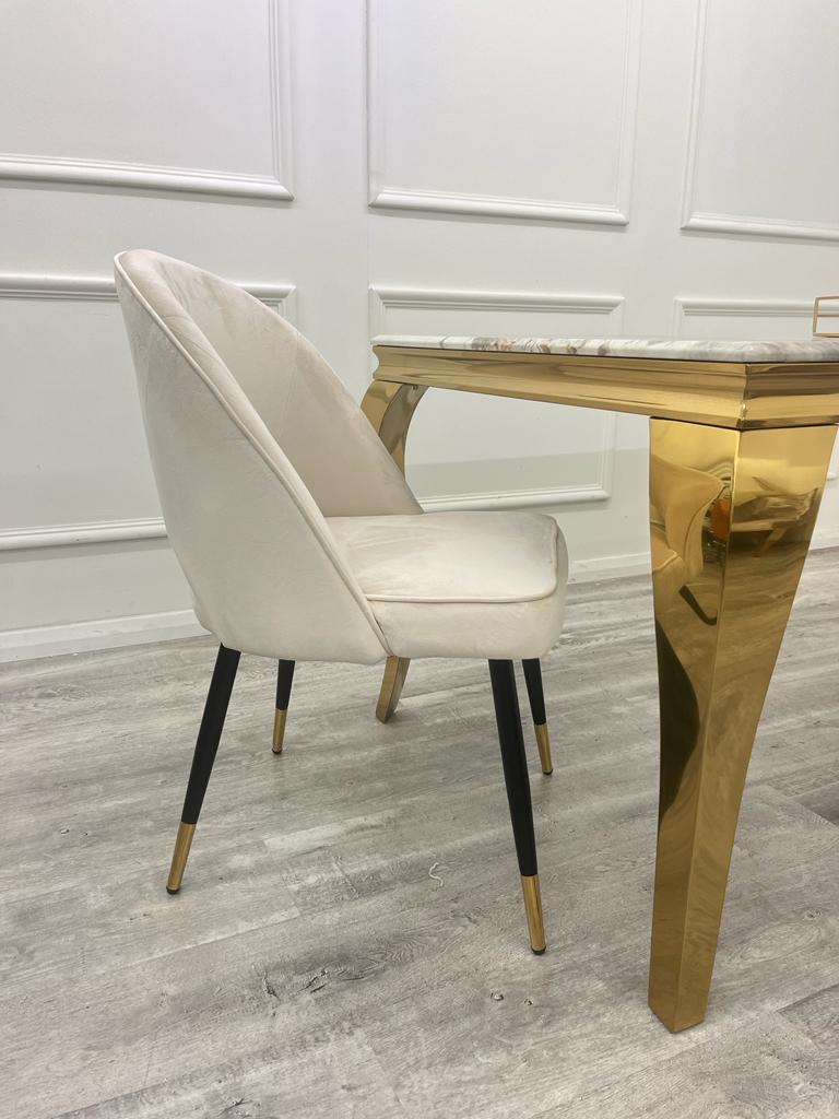 Astra Beige Velvet Dining Chairs in Pair