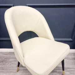Astra Cream Leather Dining Chairs in Pair