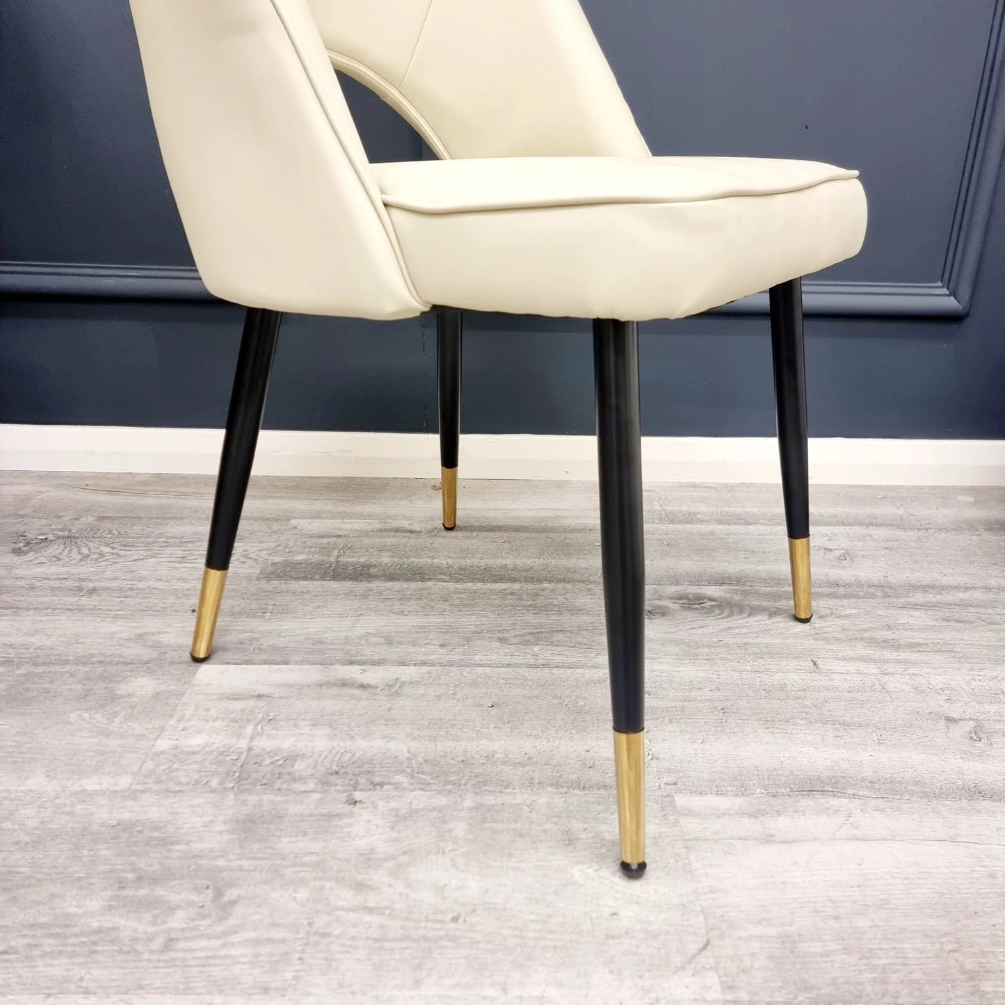 Astra Cream Leather Dining Chairs in Pair
