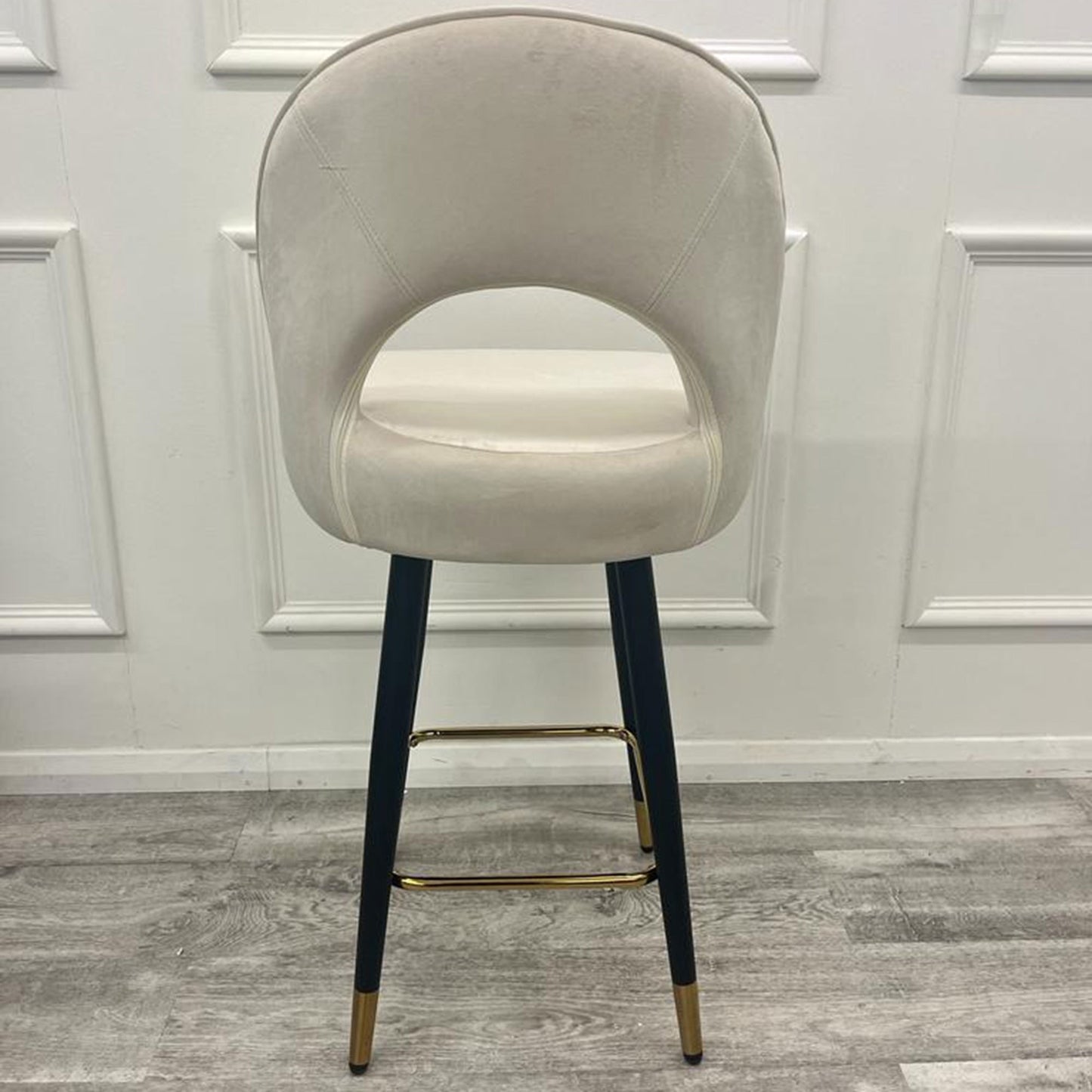 Astra Cream Velvet Bar Stools in Pair