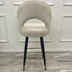 Astra Cream Velvet Bar Stools in Pair - Furniture One Shop