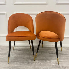 Astra Rust Velvet Dining Chairs in Pair