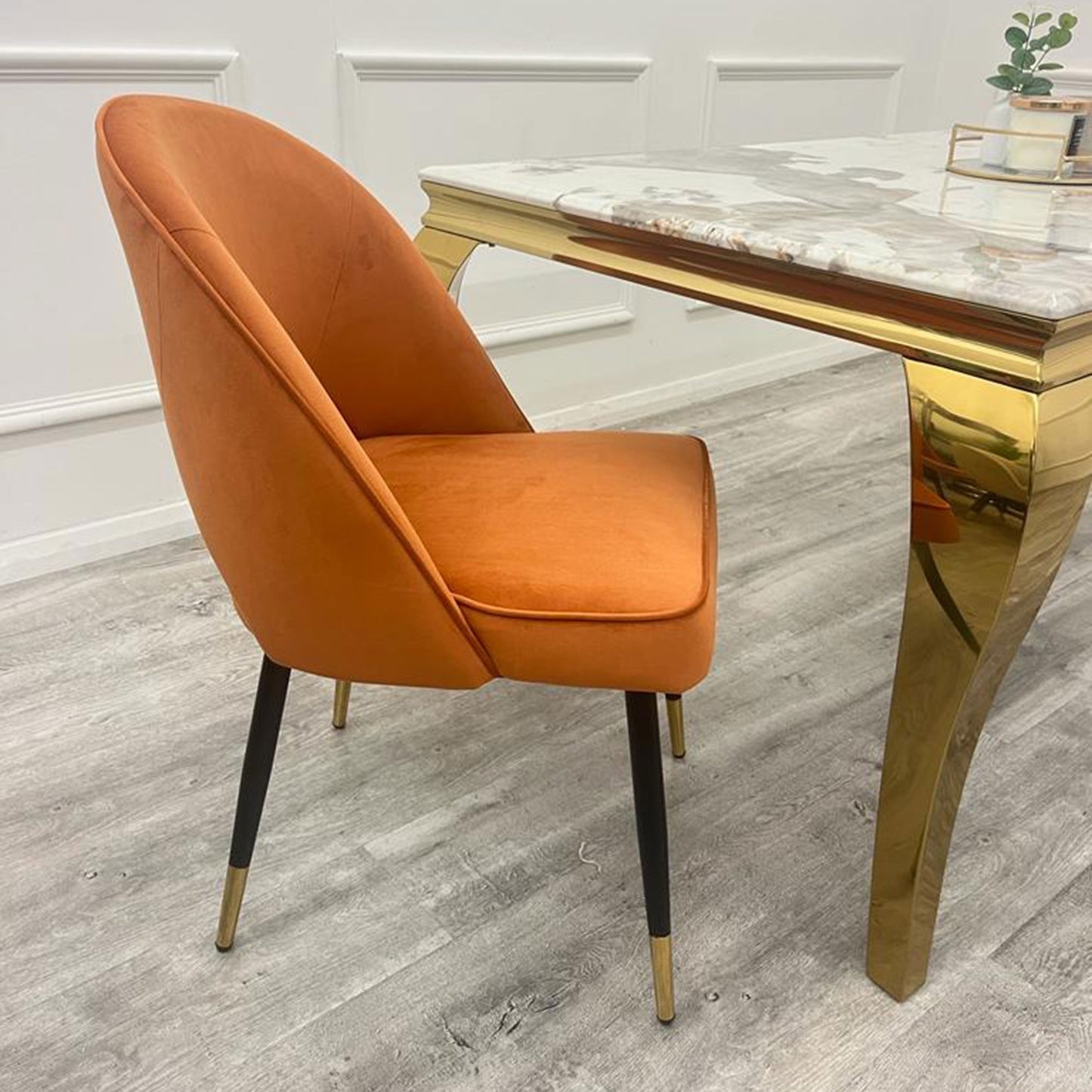 Astra Rust Velvet Dining Chairs in Pair