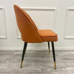 Astra Rust Velvet Dining Chairs in Pair