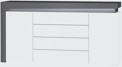 Athens Grey And White Gloss 2 Door 4 Drawer Sideboard With Lights