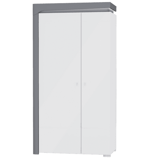 Athens Grey And White Gloss 2 Door Wardrobe With LED Lights