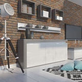 Athens Grey and White Gloss 3 Door Sideboard With Lights