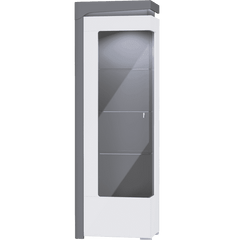 Athens Grey And White Gloss LEFT Display Cabinet with Glass Door and LED Lights