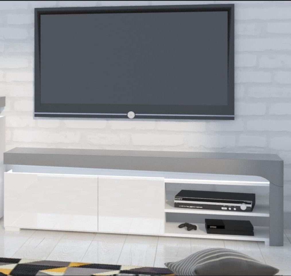 Athens Grey And White Gloss TV Stand
