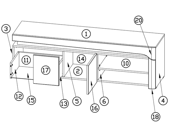 Athens Grey And White Gloss TV Stand
