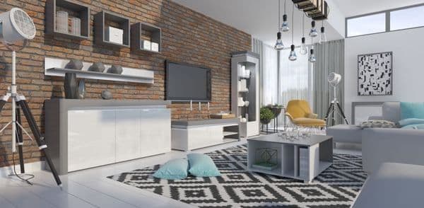 Athens Grey And White Gloss TV Stand