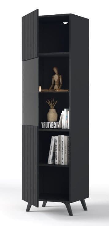 Atlantis Tall Display Cabinet In Matt Black