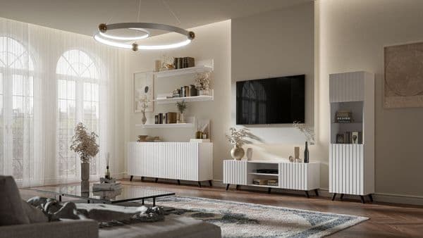 Atlantis Tall Display Cabinet In Matt White