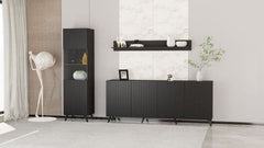 Atlantis Wide Sideboard With 4 Doors In Matt Black