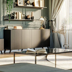 Atlantis Wide Sideboard With 4 Doors In Matt Black