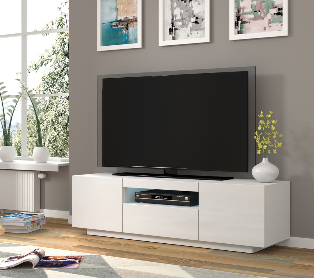 Aura Floating TV Stand in White Gloss 150cm