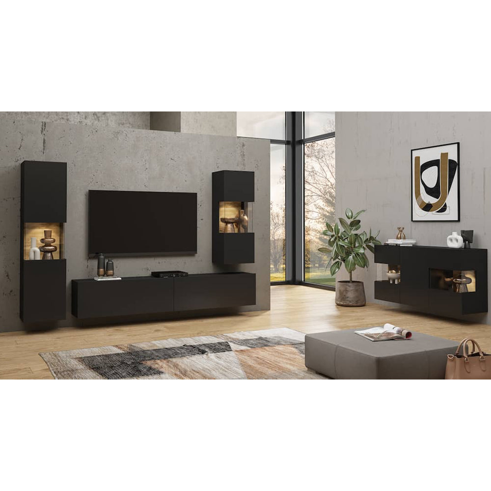 Ava Wooden Sideboard with 2 Doors and 3 Drawers in Black Matt - 140cm
