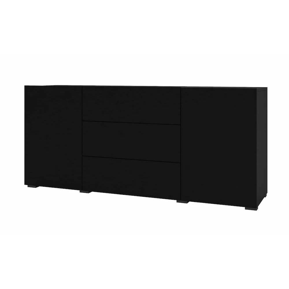 Ava Wooden Sideboard with 2 Doors and 3 Drawers in Black Matt - 140cm
