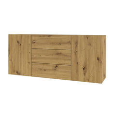 Ava Wooden Sideboard with 2 Doors and 3 Drawers in Oak Artisan - 140cm