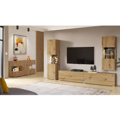 Ava Wooden Sideboard with 2 Doors and 3 Drawers in Oak Artisan - 140cm