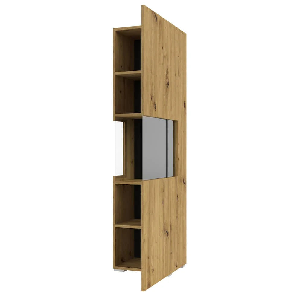 Ava Wooden Tall Display Cabinet in Oak Artisan