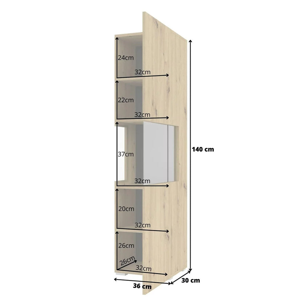Ava Wooden Tall Display Cabinet in Oak Artisan
