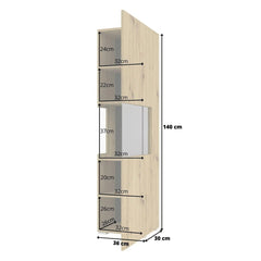 Ava Wooden Tall Display Cabinet in Oak Artisan